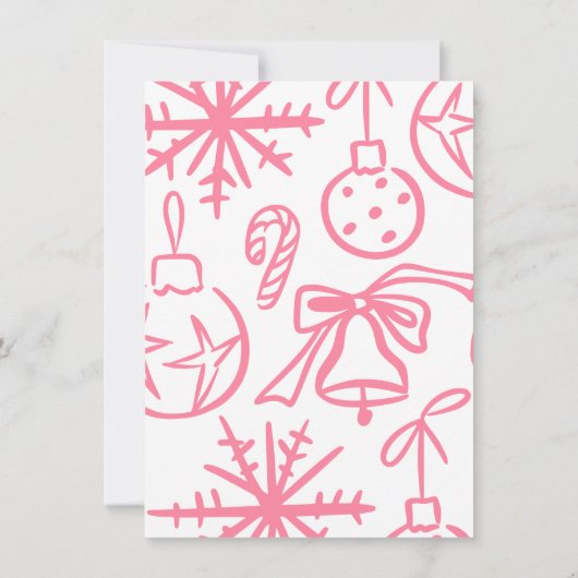 暖かく居心地の良い手描きドードルフォトクリスマスカード 招待状 (裏面)