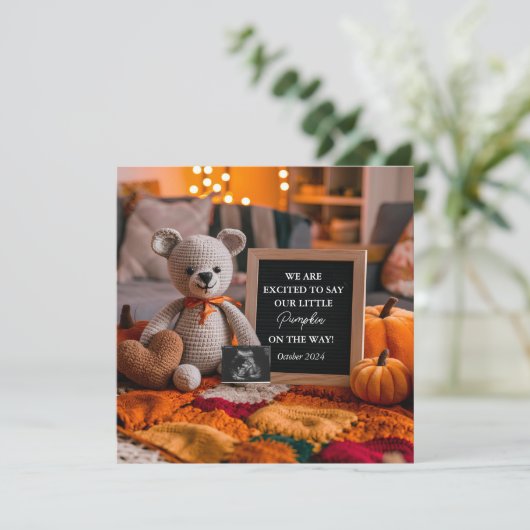 暖かく居心地の良い秋妊娠の発表 招待状 (スタンド正面)
