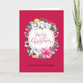 暖かく居心地の良い魔法クリスマスオーバルリースレッド シーズンカード