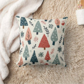 暖かく感傷的な冬の木の模様の枕 クッション (ブランケット)