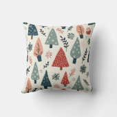 暖かく感傷的な冬の木の模様の枕 クッション (裏面)