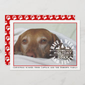 暖かく曖昧な休日の赤いクリスマスの写真を持っている シーズンカード (正面/裏面)