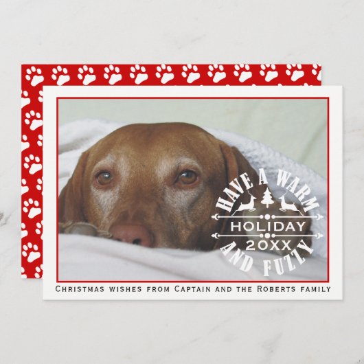 暖かく曖昧な休日の赤いクリスマスの写真を持っている シーズンカード (正面/裏面)