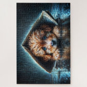 暖かさと心地よいを求める毛羽立ちのぬれた子犬 ジグソーパズル (縦)