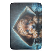 暖かさと心地よいを求める毛羽立ちのぬれた子犬 バスマット (正面縦)