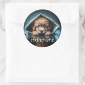 暖かさと心地よいを求める毛羽立ちのぬれた子犬 ラウンドシール (バッグ)