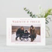 暖かさと応援 | 赤モダンのクリスマス4枚 シーズンカード (スタンド正面)