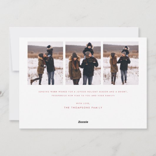 暖かさと応援 | 赤モダンのクリスマス4枚 シーズンカード (裏面)