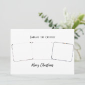 暖かさを抱くクリスマスのペット写真コラージュ シーズンカード (スタンド正面)