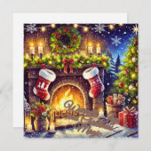 暖かさ、喜び、クリスマス魔法の休日の挨拶 シーズンカード (正面/裏面)