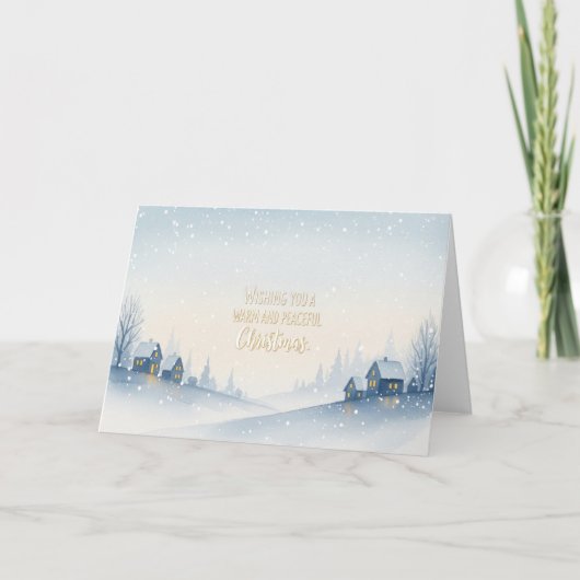 暖かなクリスマスの雪の丘の村 シーズンカード (正面)