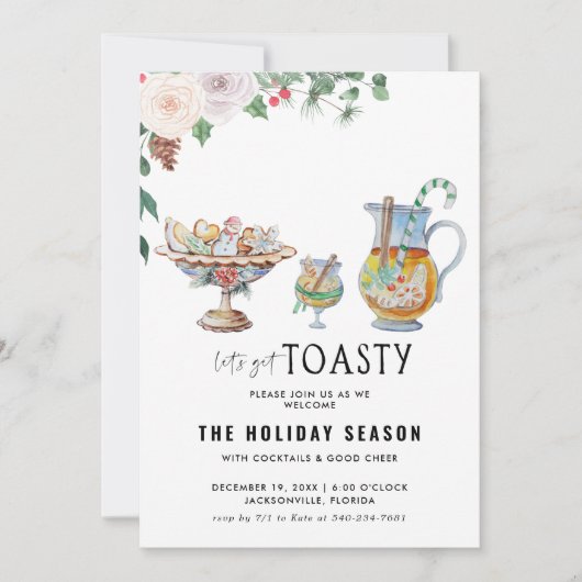 暖かなクリスマスパーティーの招待状 Let's Get Toasty (正面)
