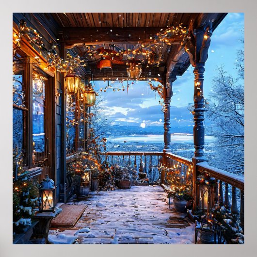 ❄️ 暖かなポーチのクリスマス・ライト ウォールアート 🎄 (正面)