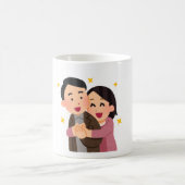 暖かな抱擁と輝く喜び コーヒーマグカップ (中央)