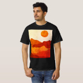 暖かな抽象ボヘミアン砂漠の山の風景 Tシャツ (正面フル)