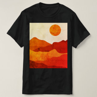 暖かな抽象ボヘミアン砂漠の山の風景 Tシャツ