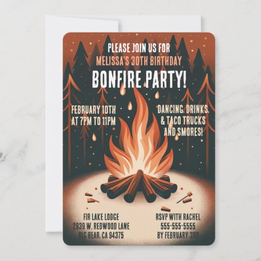 暖かな森の焚き火パーティー 招待状 (正面)