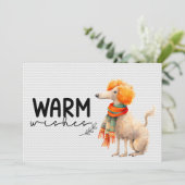 暖かモダンいウィッシュのスクリプトを持つ寒い天気のプードル シーズンカード (スタンド正面)