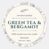 暖エレガントかい乳白色クリーム色の植物性キャンドルラベル ラウンドシール (正面)