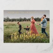 暖エレガントかい休日のウィッシュ家族の写真の姓 箔シーズンカード (正面)