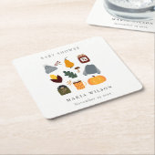 暖エレガントかい居心地の良い秋のエッセンシャルベビーシャワー スクエアペーパーコースター (アングル)