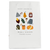 暖エレガントかい居心地の良い秋のエッセンシャルベビーシャワー ミディアムペーパーバッグ (正面)