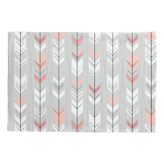 暖エレガントかい灰色の白いピンクの矢印が雨を降らせる 枕カバー (裏面)