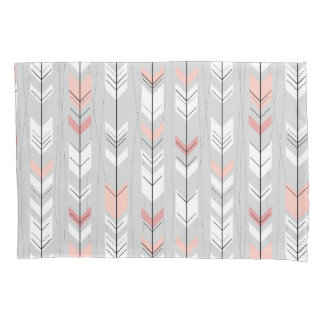 暖エレガントかい灰色の白いピンクの矢印が雨を降らせる 枕カバー