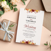 暖エレガントかい秋水カラーフローラ結婚の 招待状