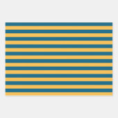 暖エレガントかい黄色、ピンク、青、オレンジのストライプ色 ラッピングペーパーシート (正面2)