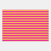 暖エレガントかい黄色、ピンク、青、オレンジのストライプ色 ラッピングペーパーシート (正面)