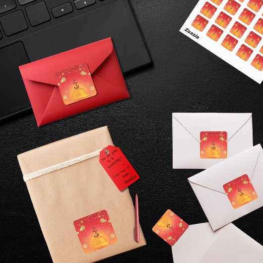 暖カラフルかいトーン"未来は明るい"太陽の空 スクエアシール