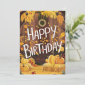 暖カラフルかい森の秋秋ハッピーバースデー カード (スタンド正面)