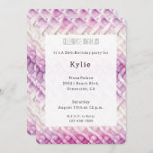 暖ガーリーかいピンクの白抽象芸術誕生日 招待状 (正面/裏面)