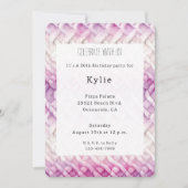 暖ガーリーかいピンクの白抽象芸術誕生日 招待状 (正面)