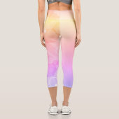 暖クールかい黄色の抽象芸術幾何学的パターン カプリレギンス (裏面)