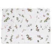 暖シンプルかい冬のベリーの水の色のクリスマス ラージペーパーバッグ (正面)