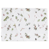 暖シンプルかい冬のベリーの水の色のクリスマス ラージペーパーバッグ (裏面)