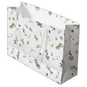 暖シンプルかい冬のベリーの水の色のクリスマス ラージペーパーバッグ (正面アングル)