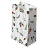 暖シンプルかい赤の冬の水の色クリスマス スモールペーパーバッグ (裏面アングル)