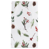 暖シンプルかい赤の冬の水の色クリスマス スモールペーパーバッグ (正面)