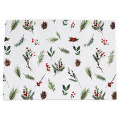 暖シンプルかい赤の冬の水の色クリスマス ラージペーパーバッグ (正面)