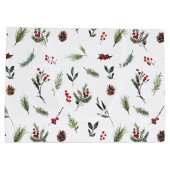 暖シンプルかい赤の冬の水の色クリスマス ラージペーパーバッグ (裏面)