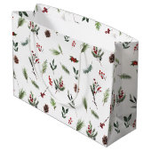 暖シンプルかい赤の冬の水の色クリスマス ラージペーパーバッグ (裏面アングル)