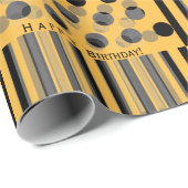 暖パーソナライズされたかいイエローブラックインスパイア誕生日 ラッピングペーパー (ロールコーナー)