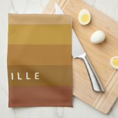 暖パーソナライズされたかいピンクテラコッタボホストライプ キッチンタオル (四つ折り)