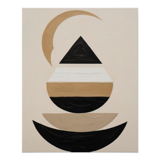 暖ミニマルかいニュートラルの象徴的な幾何学的アート ポスター (正面)