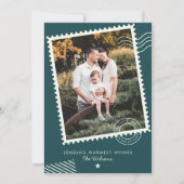 暖モダンかいおもしろいファミリー写真切手 シーズンカード (正面)