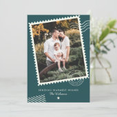 暖モダンかいおもしろいファミリー写真切手 シーズンカード (スタンド正面)