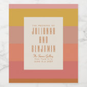 暖モダンかいストライプ幾何学的カスタム結婚式 ワインラベル (シングルラベル)